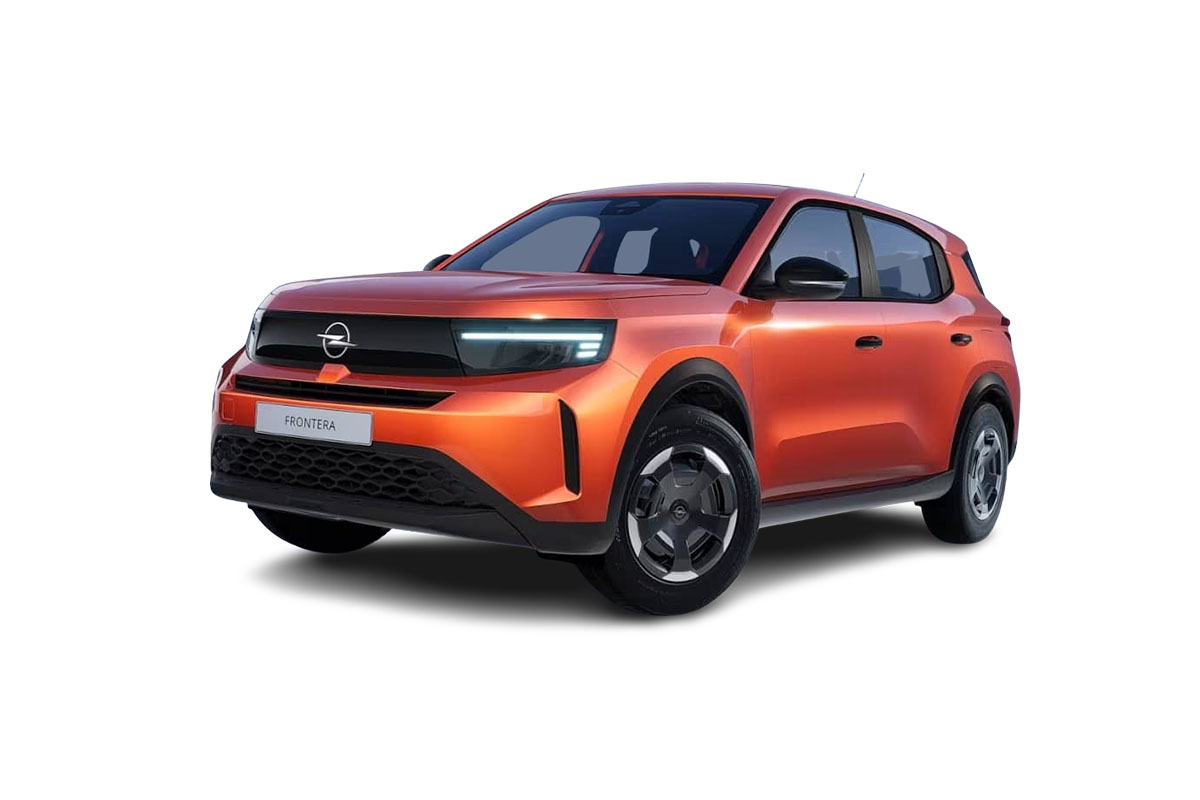 zu sehen ist ein roter Opel Frontera vor einem weißen Hintergrund