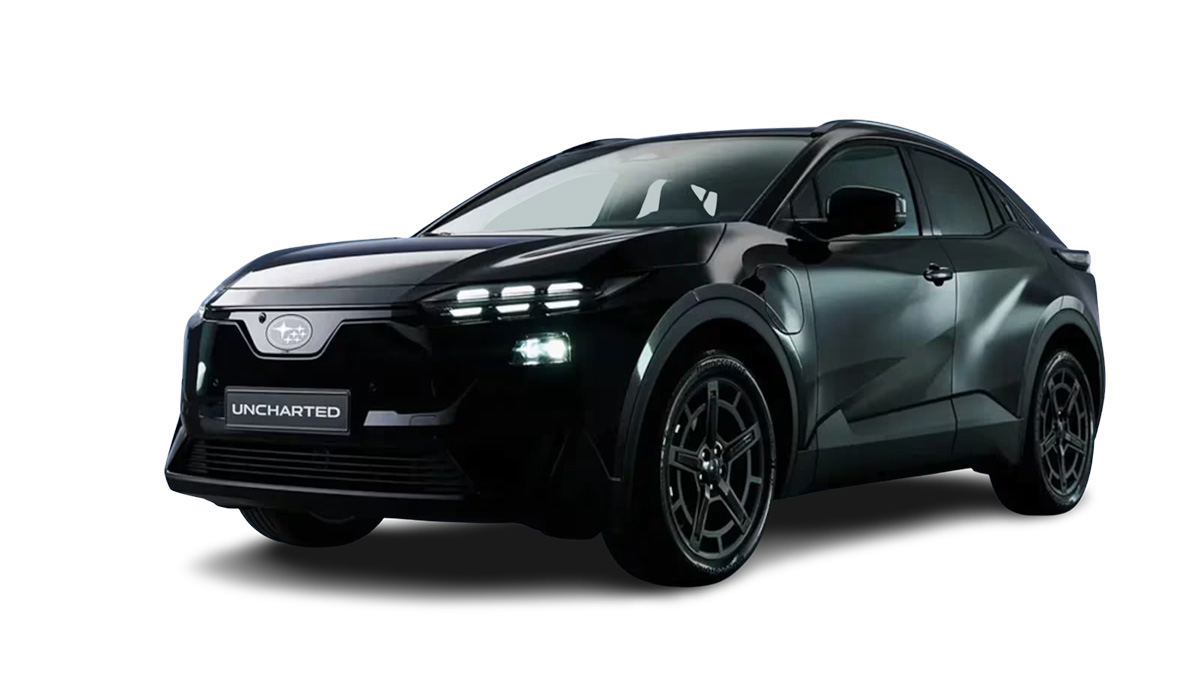 zu sehen ist ein schwarzer Subaru Uncharted